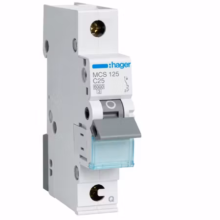 Hager Minibrytare 1-pol 25A C-karakteristik 6kA – QuickConnect MCS125