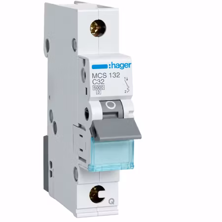 Hager Minibrytare 1-pol 32A C-karakteristik 6kA – QuickConnect MCS132