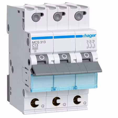 Hager Minibrytare 3-pol 13A C-karakteristik 6kA – QuickConnect MCS313