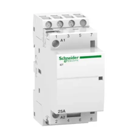 Schneider Acti9 iCT normkontaktor 25 A – 3 slutande kontakter, 220–240 V