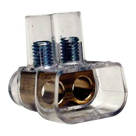 Kopplingsklämma 2×10 mm² – dubbel, transparent med skruvanslutning