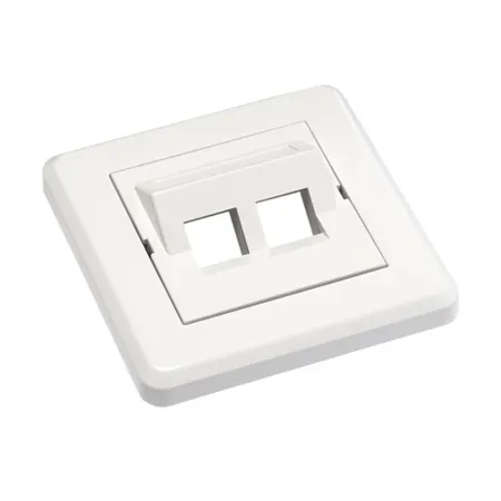 Gigamedia datauttag 2xRJ45 vinklat med ram – vit, utan jack