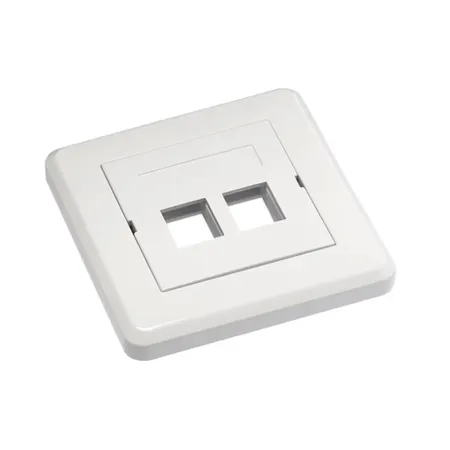 Gigamedia datauttag 2xRJ45 plant med ram – vit, utan jack