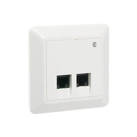ELKO RS datauttag 2xRJ45 Cat6 UTP infällt – fjällvit