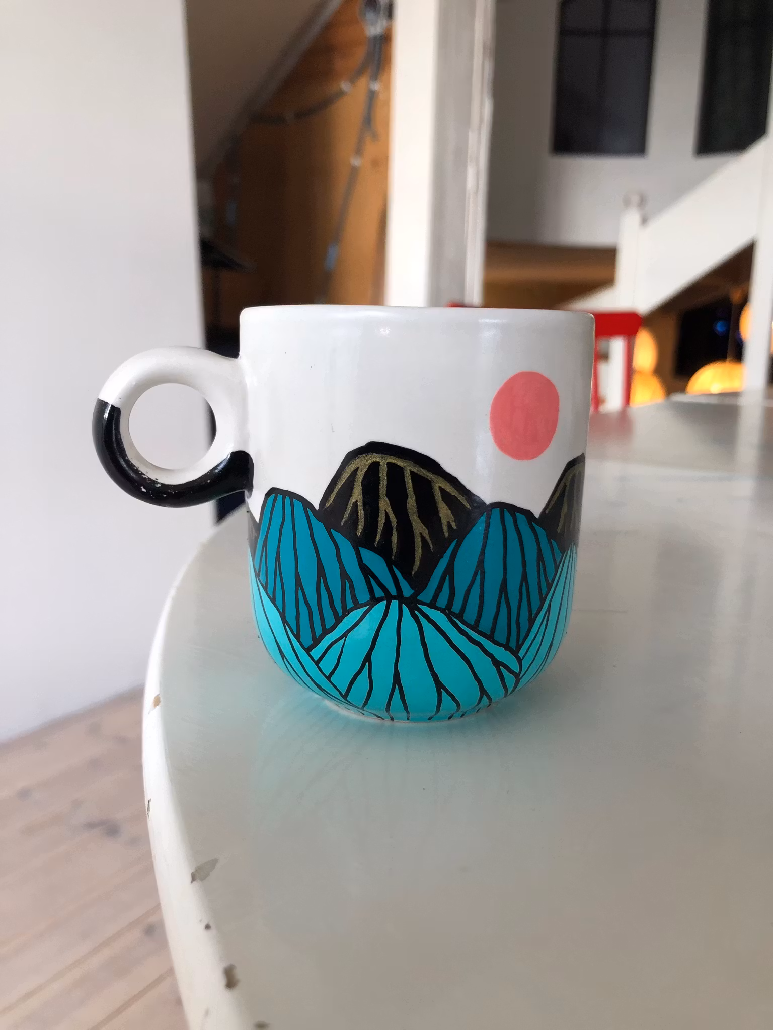Kaffekopp - Bergskap blå guld
