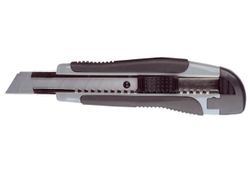 Utility knife lockable with rubber grip 18mm