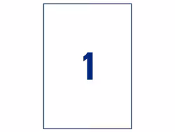 1 label/A4. Approx 210 x 297mm. Self-adhesive labels for your printer