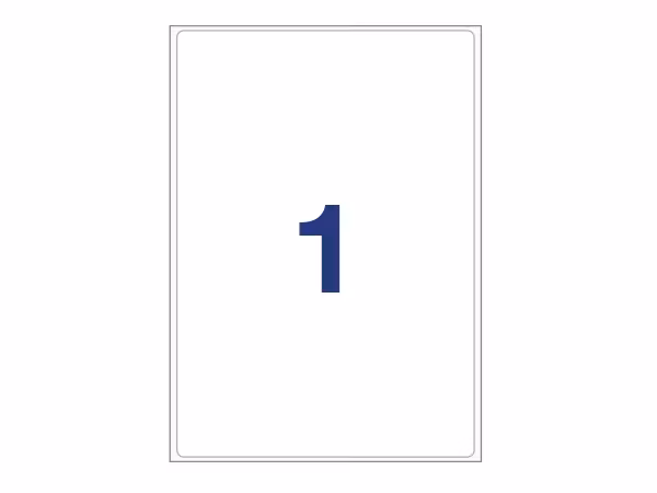 1 label/A4. Approx 200 x 289mm. Self-adhesive labels for your printer