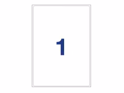 1 etiket/A4. Ca 200 x 289 mm. Selvklæbende etiketter til din printer