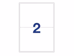 2 etiketter/A4. Ca 200 x 144 mm. Selvklæbende etiketter til din printer