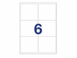 6 etiketter/A4. Ca 99 x 93mm. Självhäftande etiketter till din skrivare