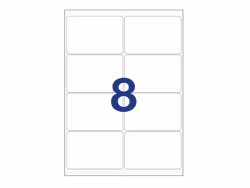 8 labels/A4. Approx 99 x 68mm. Self-adhesive labels for your printer
