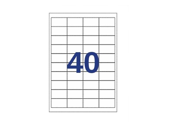 24 etiketter/A4. Ca 63 x 34mm. Självhäftande etiketter till din skrivare