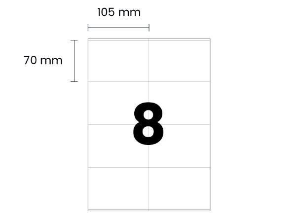 8 etiketter/A4. Ca 97 x 68mm. Självhäftande etiketter till din skrivare