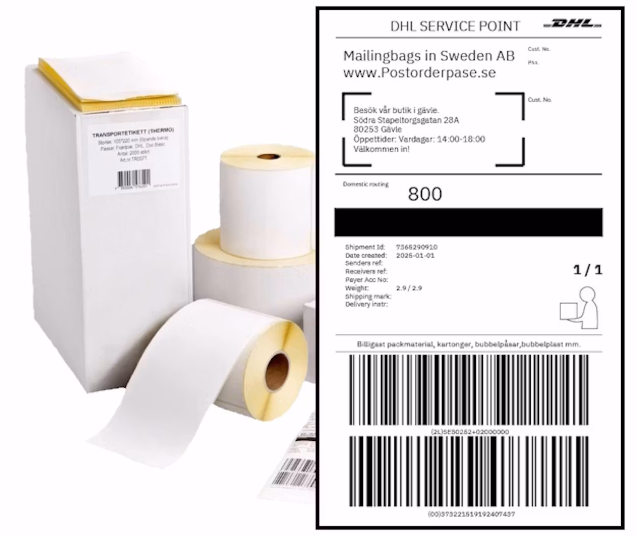 Etikettskrivare TPL termisk med USB. Vit eller Svart. 799 + moms!