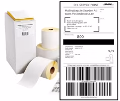 Transportetiketter 10x19cm falsade/löpande till din etikettskrivare.