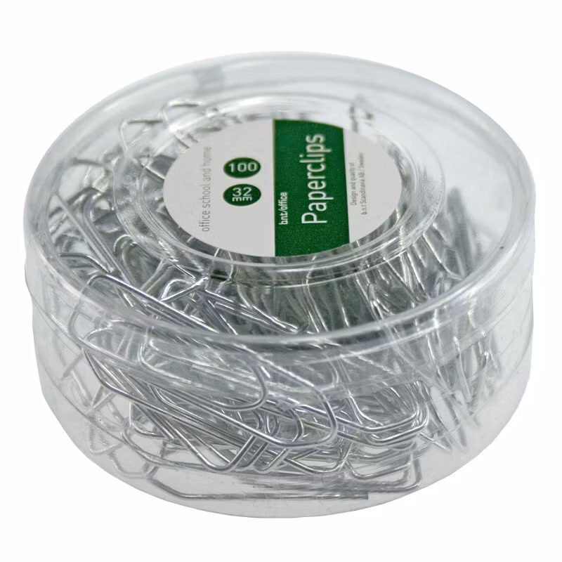 Gem 32mm 100 pakke sølv.