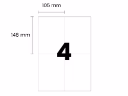 4 etiketter/A4. Ca. 105 x 148 mm. Selvhæftende etiketter til din printer.