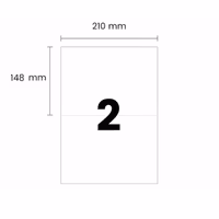 2 etiketter/A4. Ca 210 x 148mm. Självhäftande etiketter till din skrivare