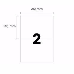 2 etiketter/A4. Ca 210 x 148mm. Självhäftande etiketter till din skrivare