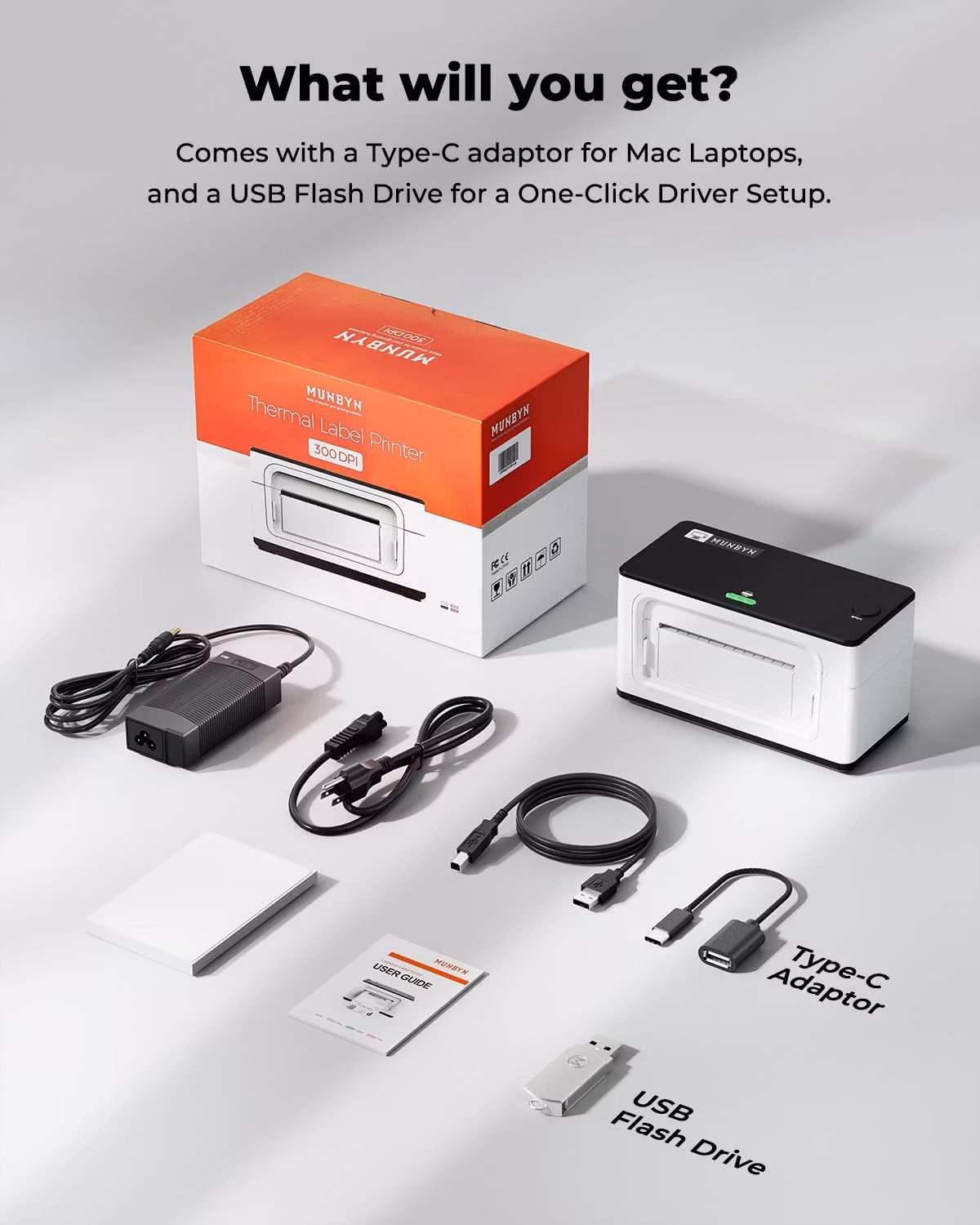 Munbyn termisk etikettskrivare 300DPI !!