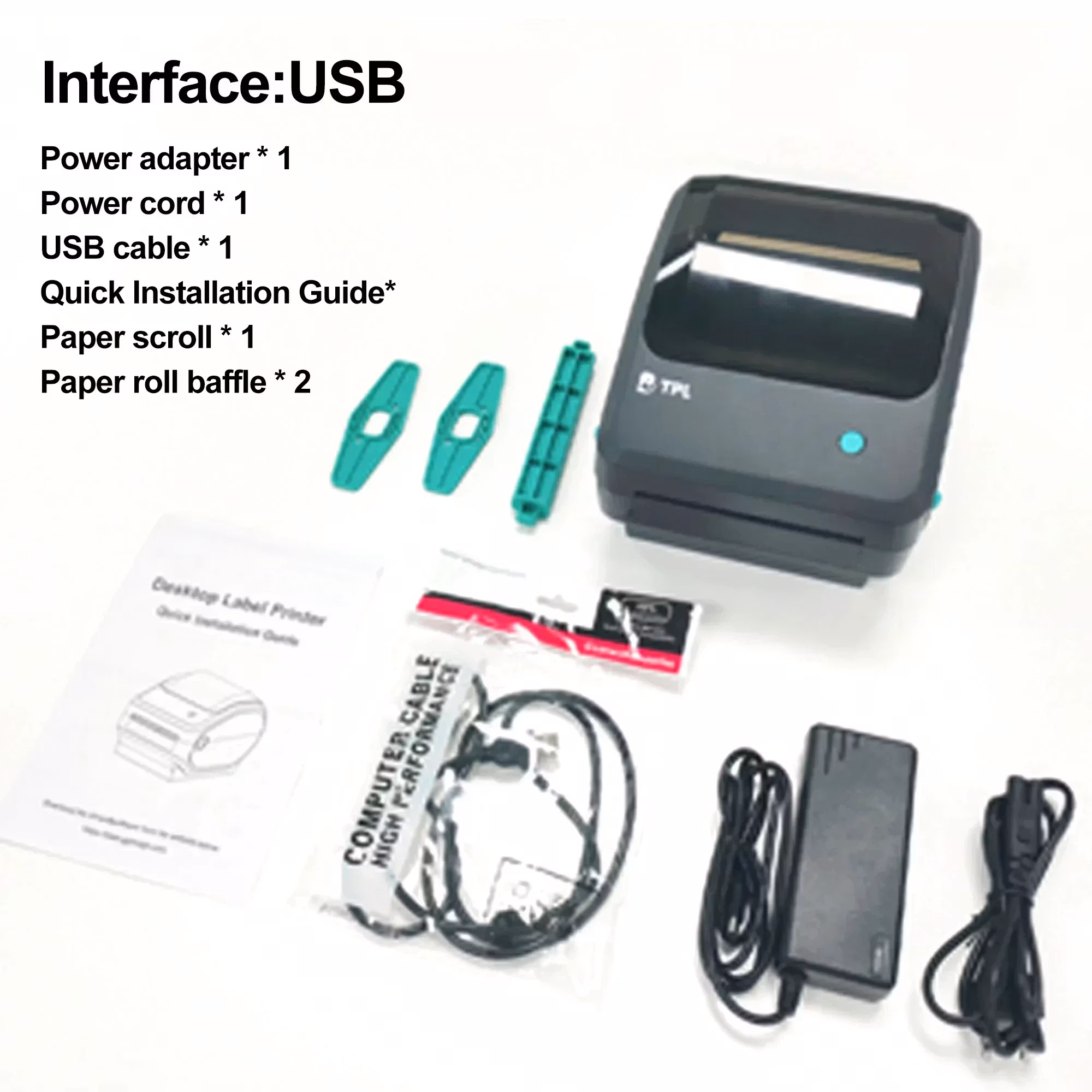 Etikettskrivare TPL termisk med USB. Vit eller Svart. 799 + moms!