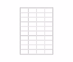 40 labels/A4. Approx 48.5 x 25.4mm. Self-adhesive labels for your printer