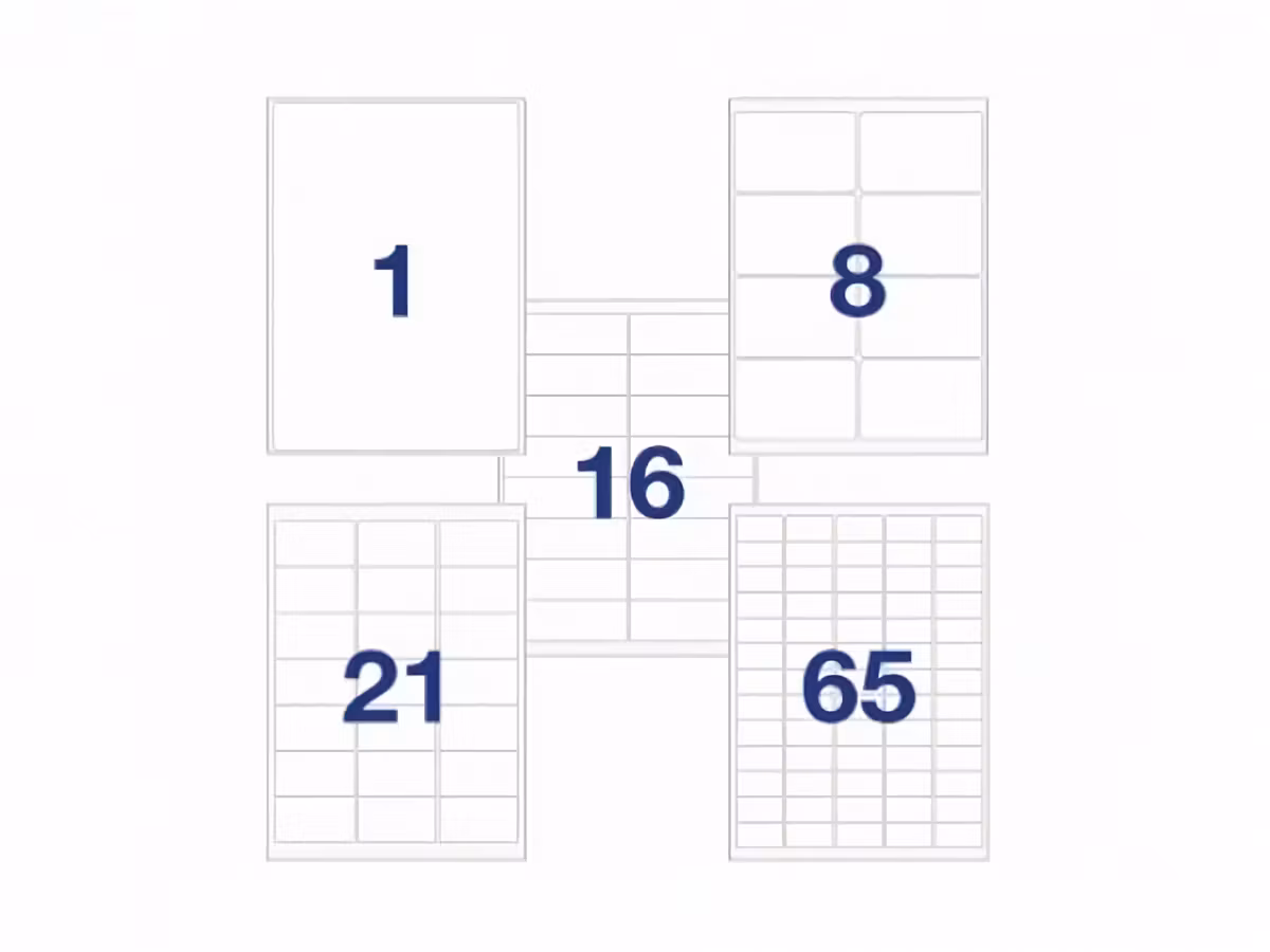 Self-adhesive labels on A4 sheets for your printer.