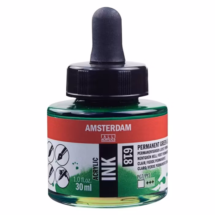 Amsterdam ink-30ml-618-permanent green light