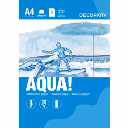 Akvarellpapper-Figura Aqua-300g-A4-12st Cellulosapapper