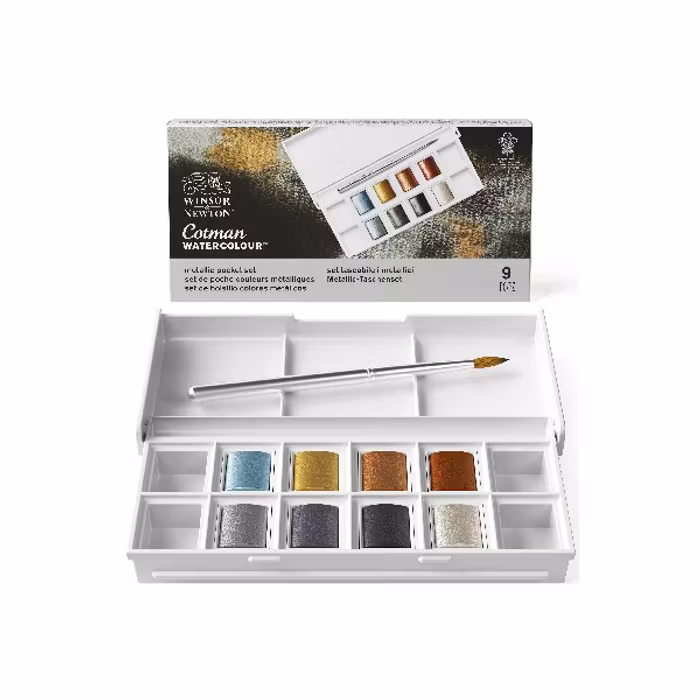 Cotman-akvarellfärg metallic-8st
