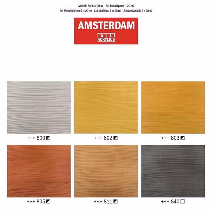 Amsterdam färgset 20ml 6st-metallic