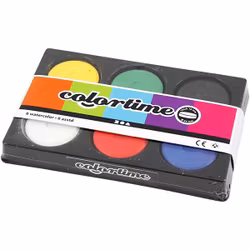 Vattenfärg-colortime-6 färger-vit/svart