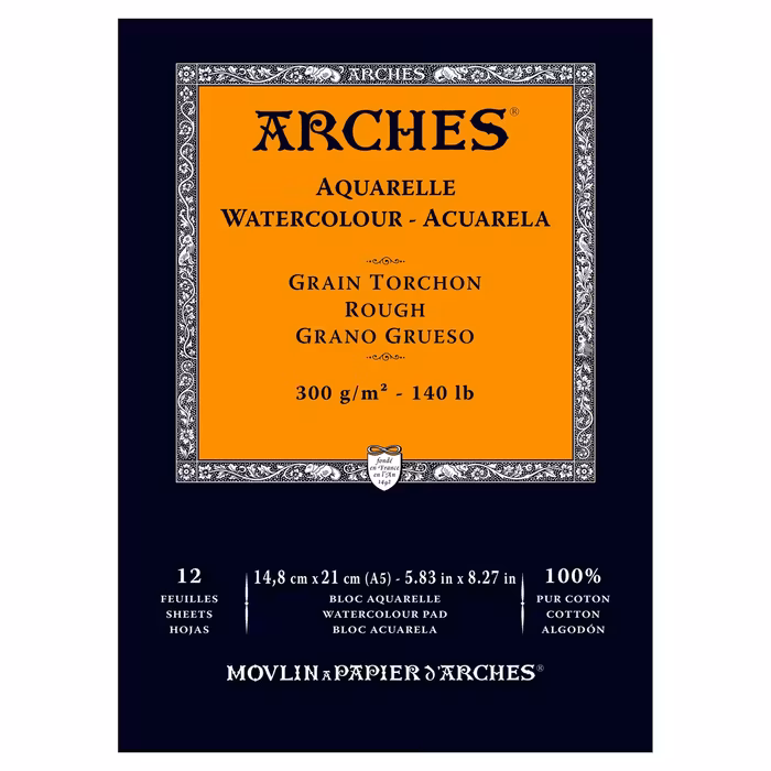 Arches akvarellblock-300g-14,8x21-12st-Rough