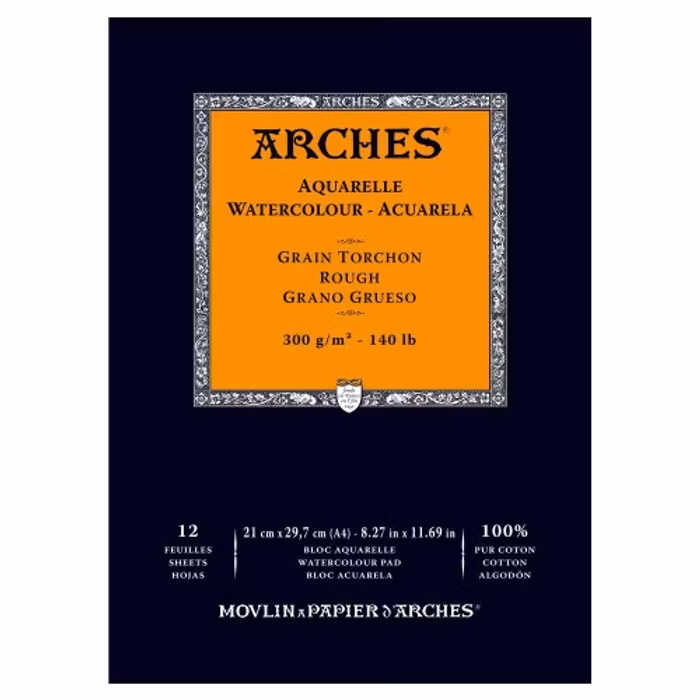 Arches akvarellblock-300g-21x29,7-12st-Rough