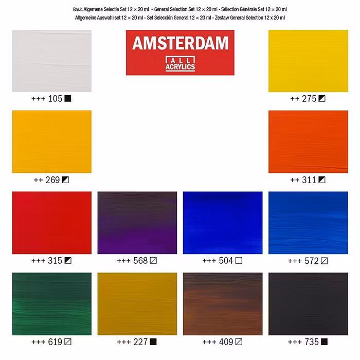 Amsterdam färgset 20ml 12st-General selection