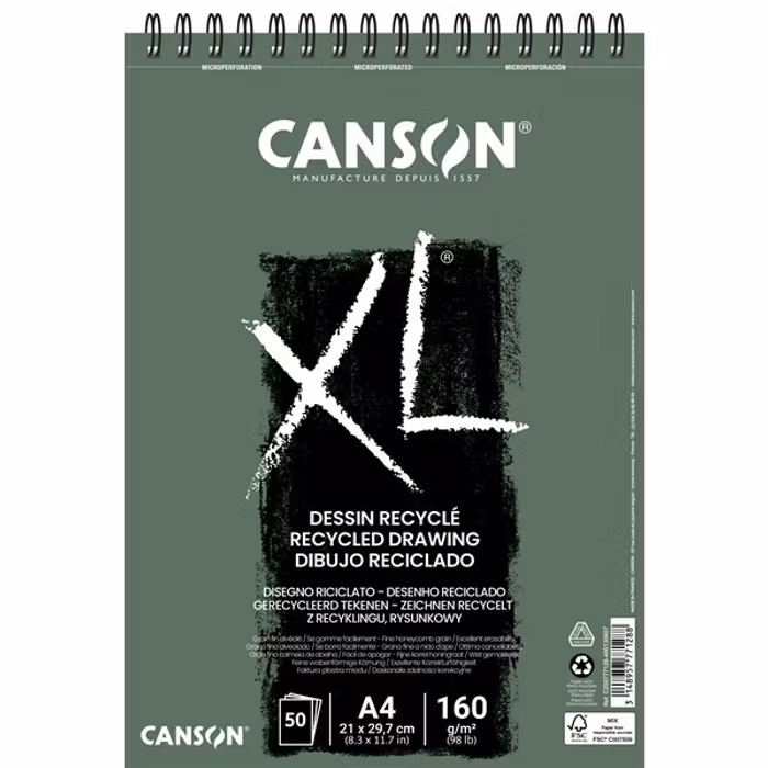 Canson-XL Recyclé FG A4 160G Spiral 50st