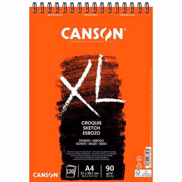 Canson-XL Croquis FG A4 90G Spiral 120st