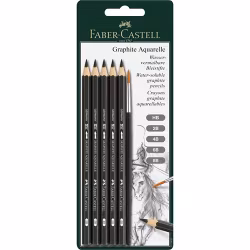 Akvarellgrafitpennor 5p+pensel