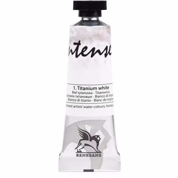 Renesans-extrafine watercolours in tubes 15 ml-01-TITANIUM OPAQUE WHITE