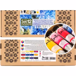 Renesans-Box med 12 st 15ml extrafina akvarelltuber.