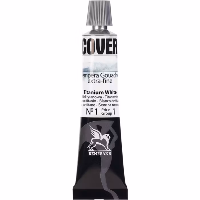 Renesans-Cover tempera gouache extrafine in tubes 20 ml -01-Titanium white