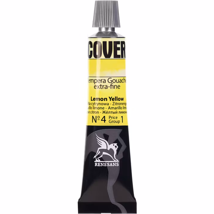 Renesans-Cover tempera gouache extrafine in tubes 20 ml -04-Lemon yellow
