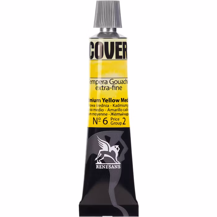 Renesans-Cover tempera gouache extrafine in tubes 20 ml -06-Cadmium yellow medium