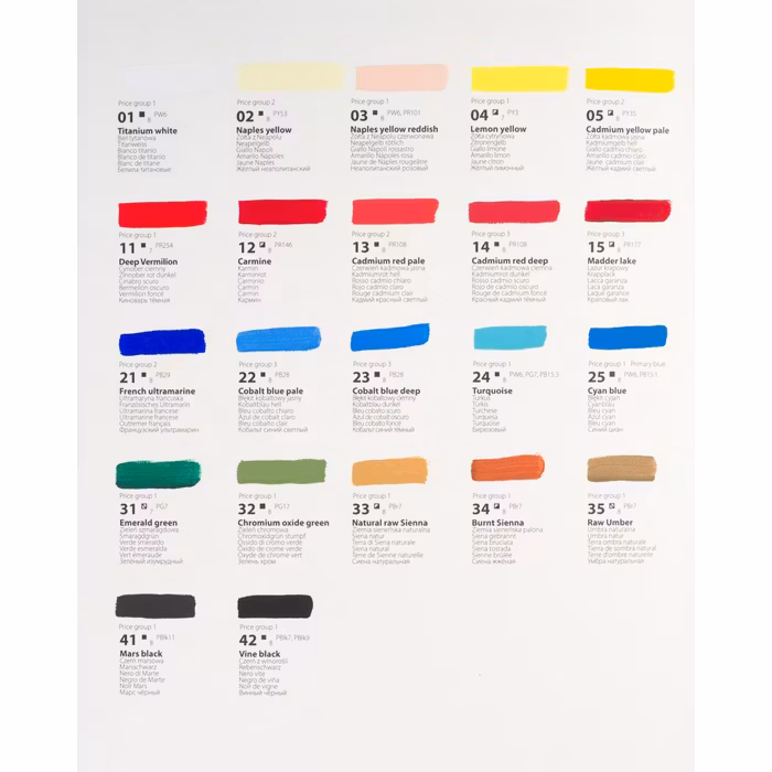 Renesans-Cover tempera gouache extrafine in tubes 20 ml-Box med 12st