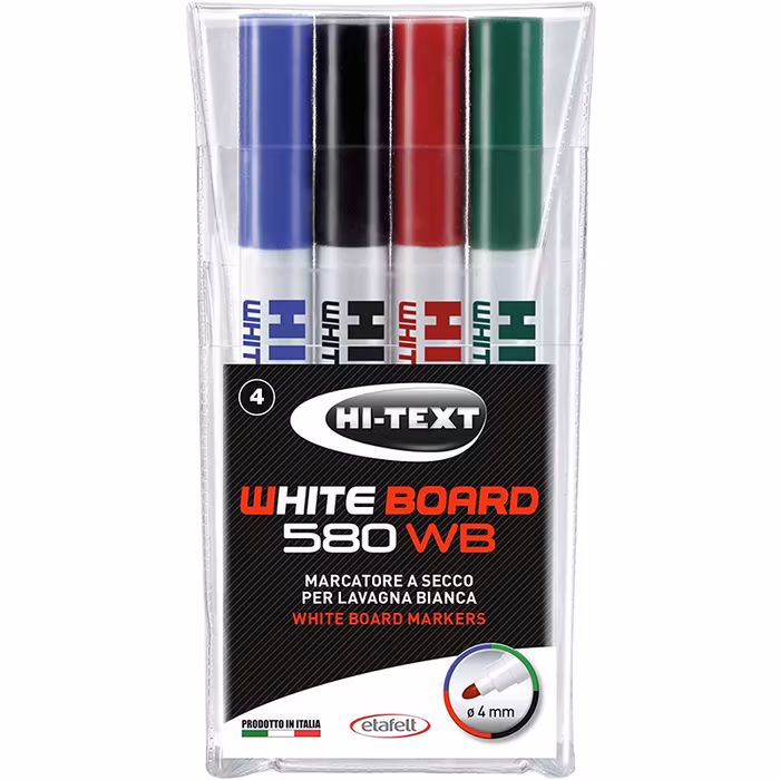 Whiteboardpennset HI-TEXT 580 4-pennor