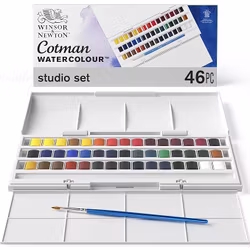 Akvarellset-Cotman studio 46 delar med låda