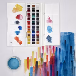 Akvarellset-Cotman studio 46 delar med låda