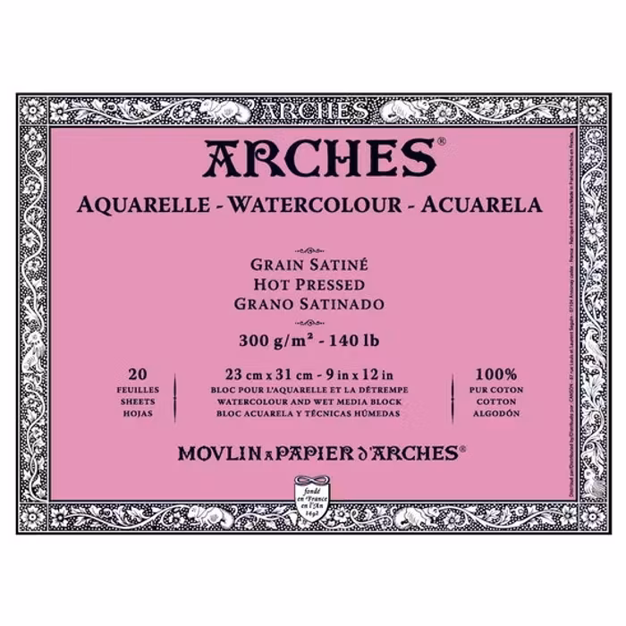 Arches akvarellblock-300g-23x31-20st-Hotpress