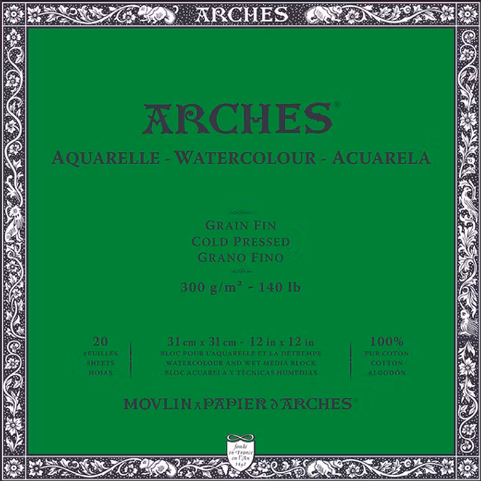 Arches Aquarelle CP-31x31-300g-Block 20st